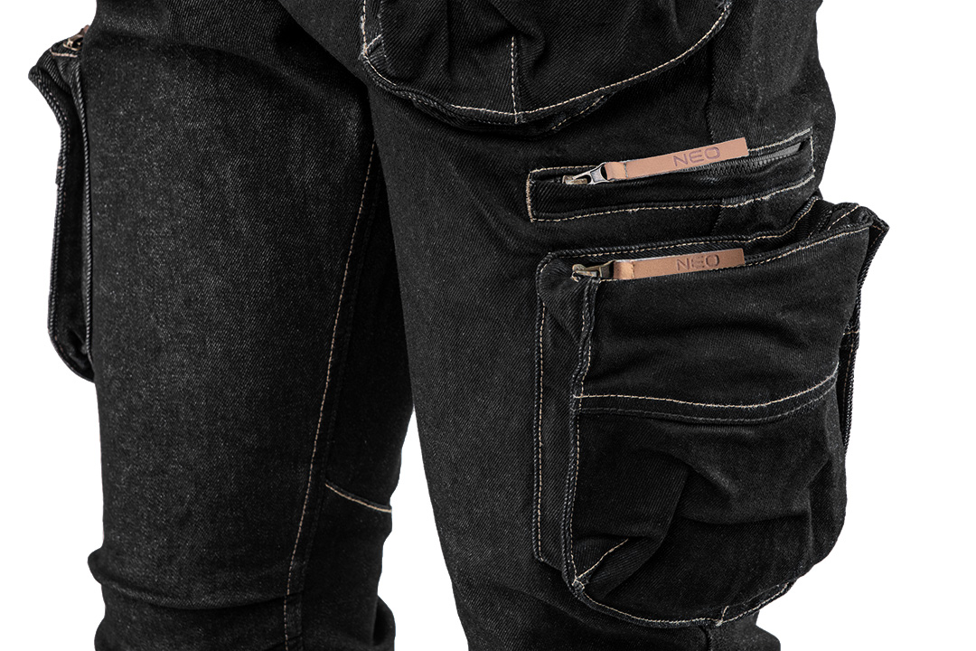 Spodnie robocze 5-kieszeniowe DENIM, czarne, rozmiar L - obrazek 3
