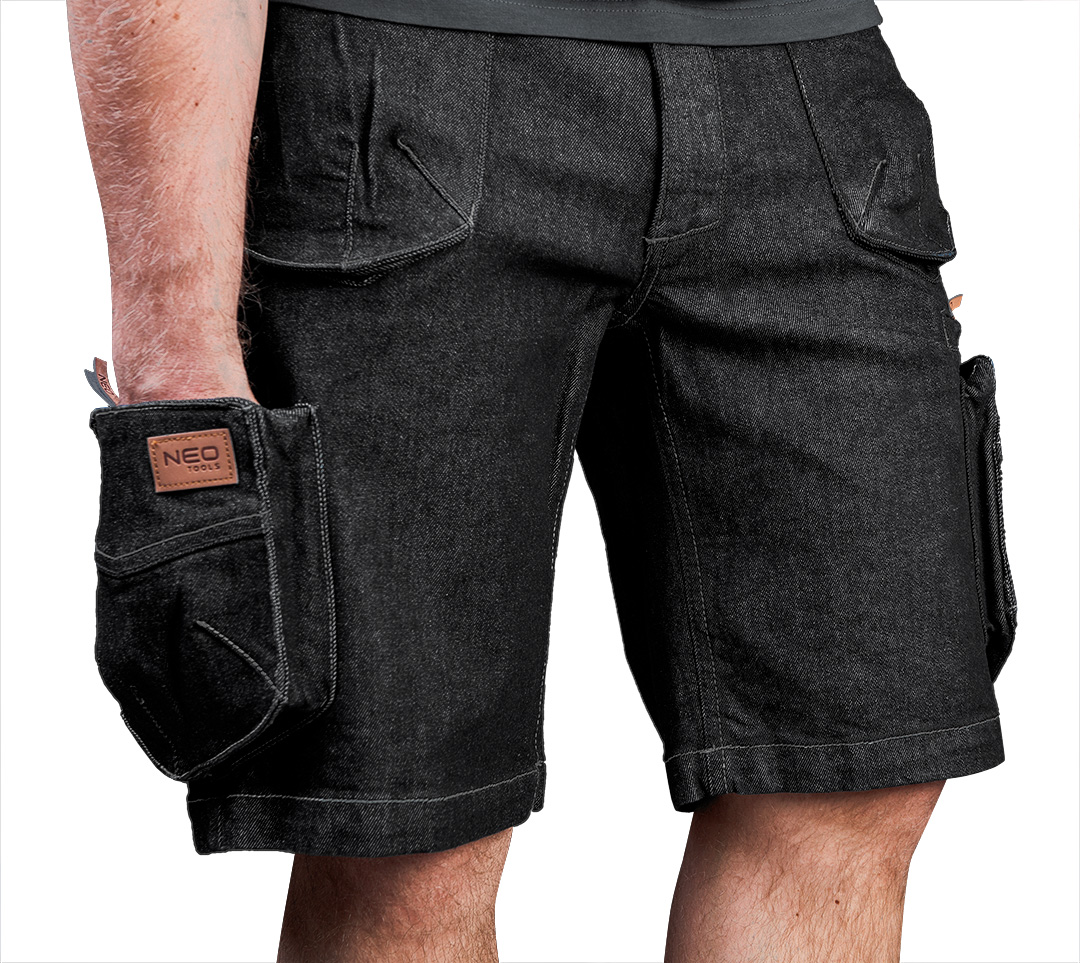 Krótkie spodenki robocze DENIM, czarne, rozmiar XS - obrazek 4