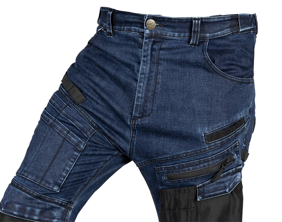 Spodnie robocze DENIM, wzmocnienia Oxford, granatowe, rozmiar L - obrazek 4
