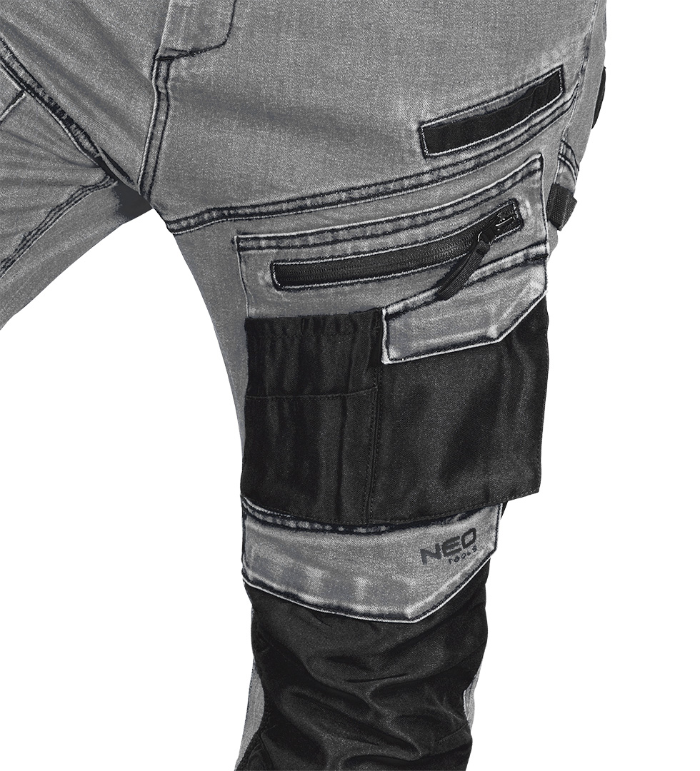 Spodnie robocze DENIM, wzmocnienia Oxford, szare, rozmiar XL - obrazek 3