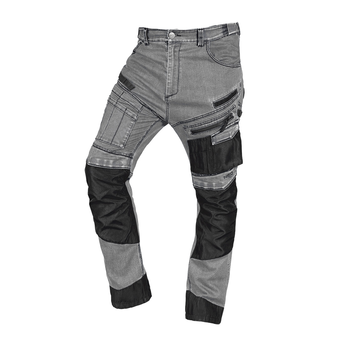 Spodnie robocze DENIM, wzmocnienia Oxford, szare, rozmiar XS
