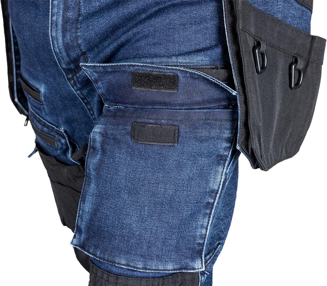 Spodnie robocze DENIM, wzmocnienia Cordura, odpinane kieszenie kaburowe, granatowe, rozmiar XS - obrazek 7