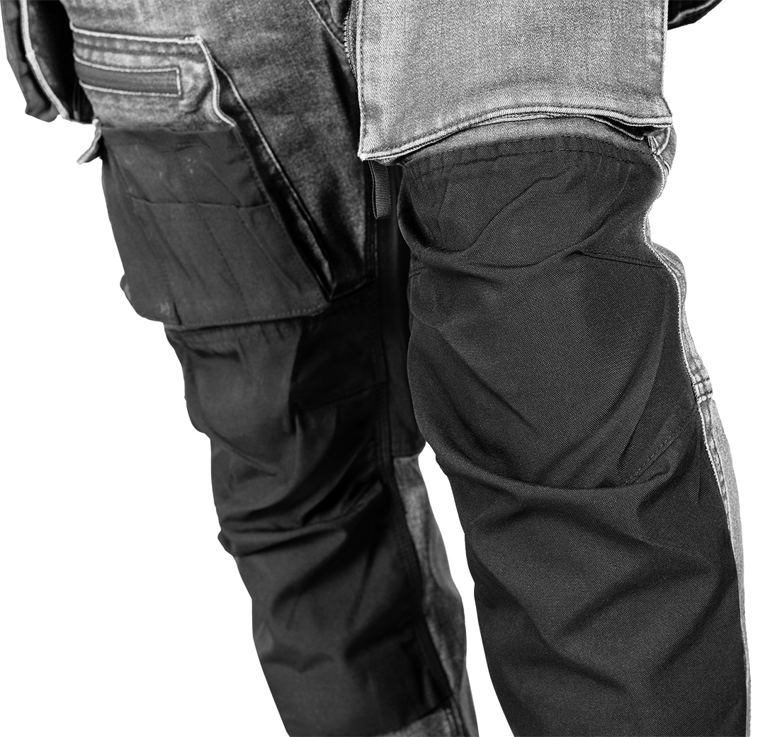 Spodnie robocze DENIM, wzmocnienia Cordura, odpinane kieszenie kaburowe, szare, rozmiar XL - obrazek 4