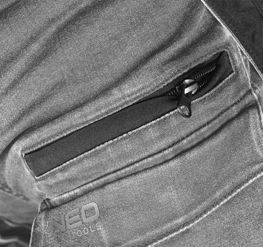 Spodnie robocze DENIM, wzmocnienia Cordura, odpinane kieszenie kaburowe, szare, rozmiar XL - obrazek 9