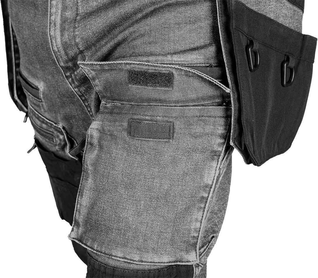 Spodnie robocze DENIM, wzmocnienia Cordura, odpinane kieszenie kaburowe, szare, rozmiar XXXL - obrazek 7