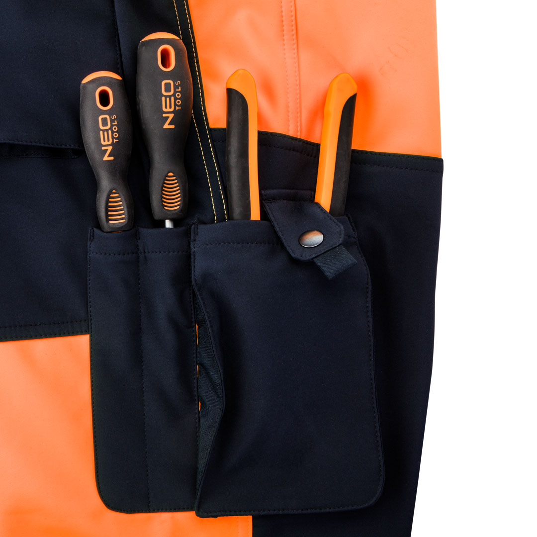 Spodnie robocze ostrzegawcze softshell, pomarańczowe, rozmiar XXXL - obrazek 5