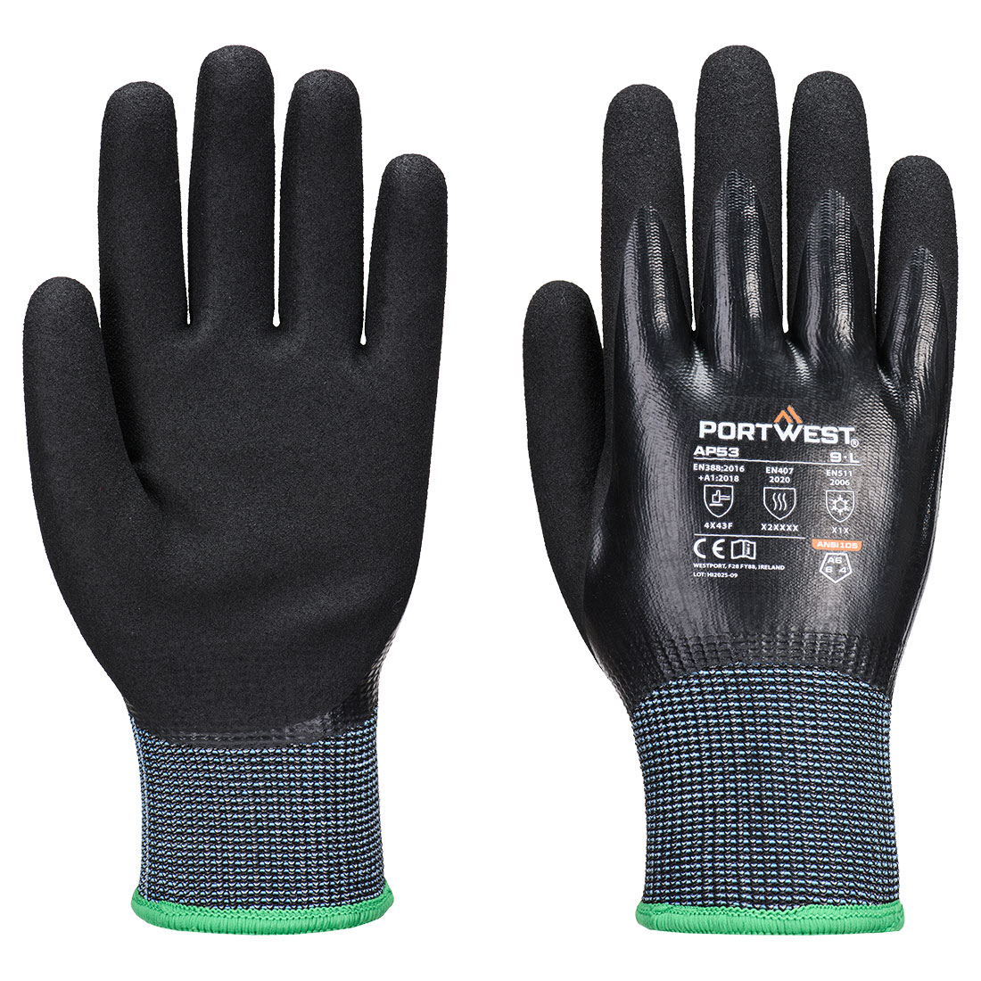 Cold F15 Nitrile Aqua Cut Glove - L