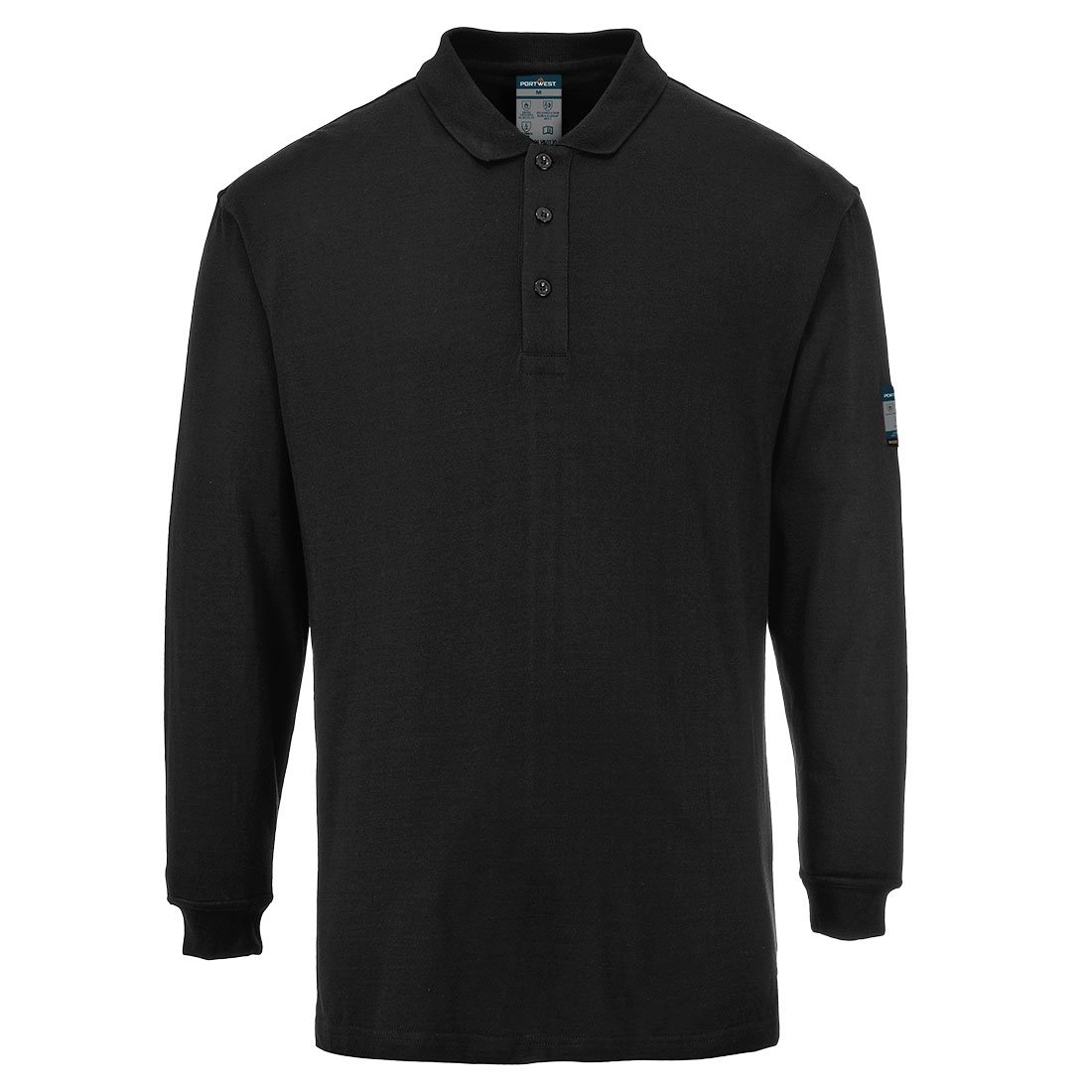Dwukolorowa koszulka polo Modaflame trudnopalna i antystatyczna z długimi rękawami - 4XL