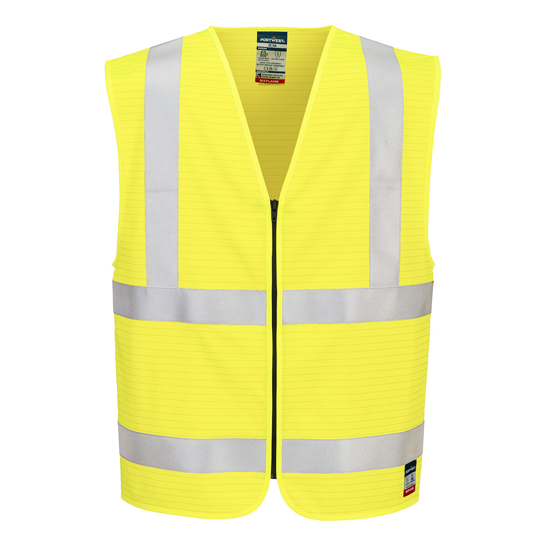 Kamizelka ostrzegawcza trudnopalna Bizflame z zamkiem błyskawicznym - L/XL