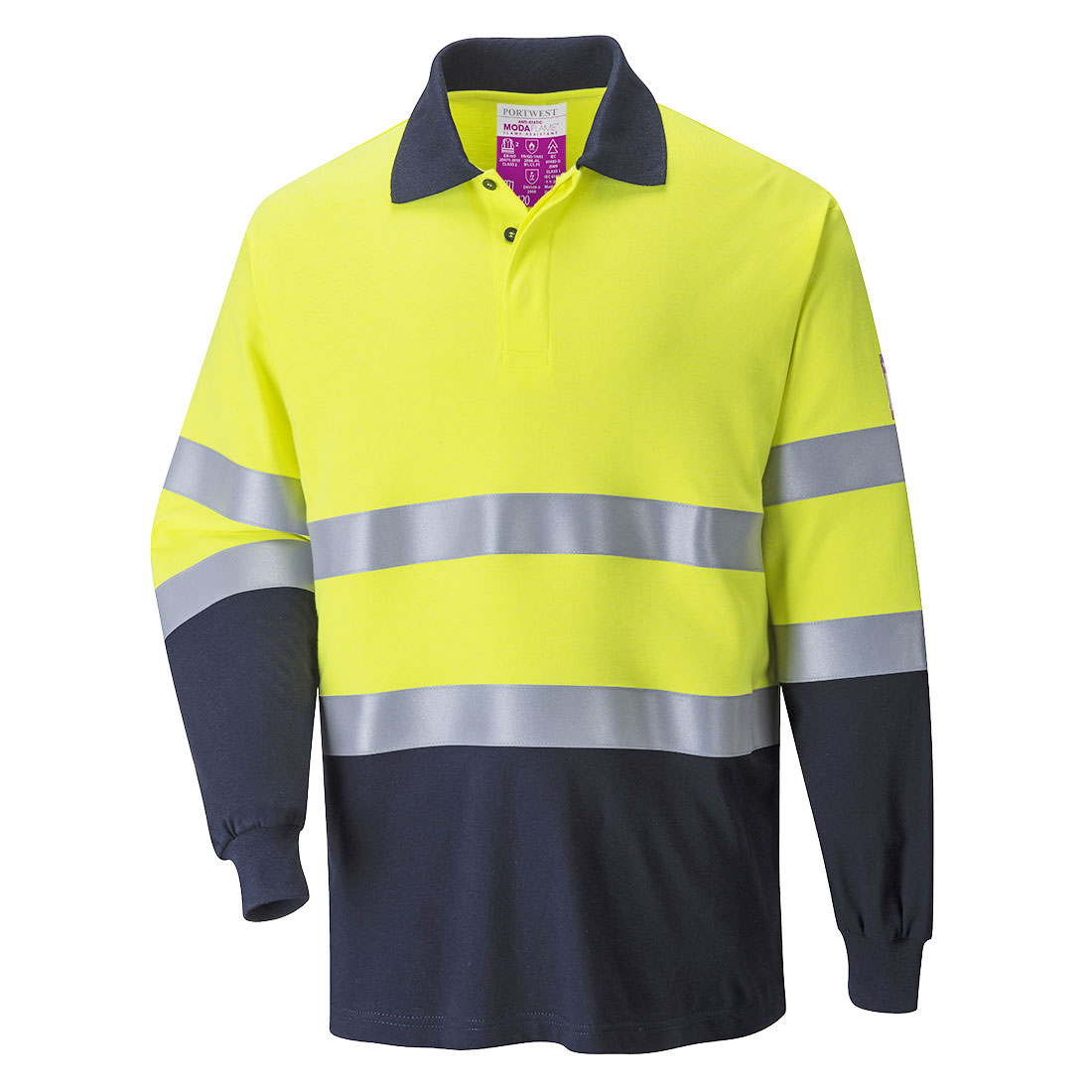 Dwukolorowa koszulka polo mOdaflame trudnopalna i antystatyczna - 4XL