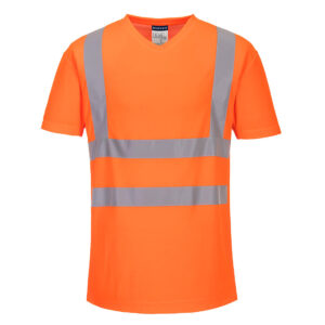 T-SHIRT W SEREK ZE WSTAWKAMI Z SIATKI - 4XL