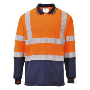 Dwukolorowa koszulka polo z długimi rękawami - 4XL