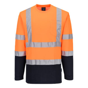Dwukolorowa koszulka t-shirt Cotton Comfort z długimi rękawami - L