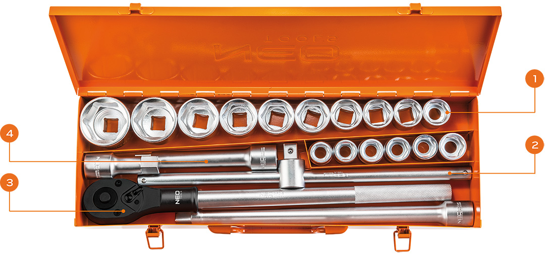 Klucze nasadowe 3/4", zestaw 21 szt. - obrazek 5