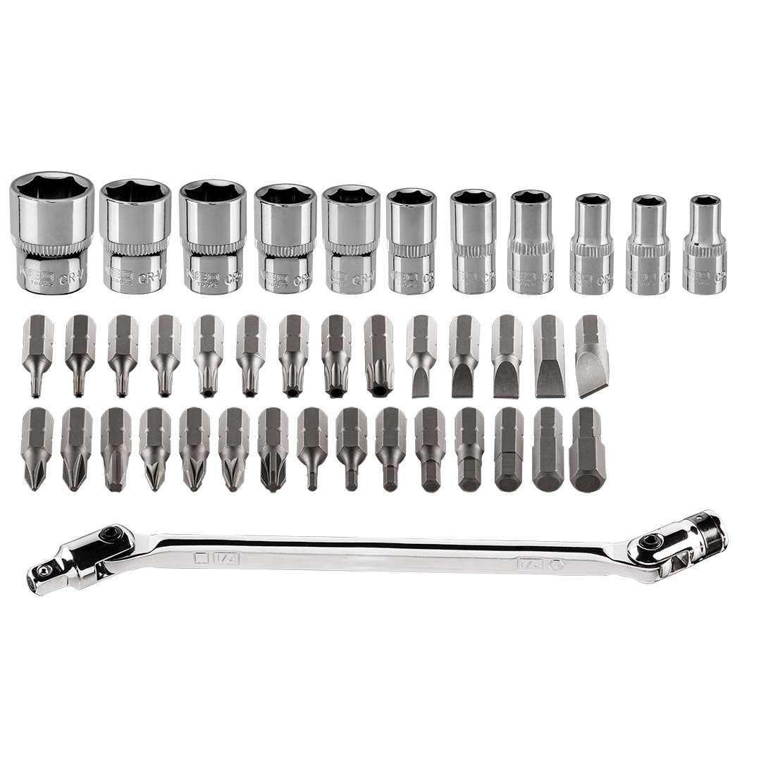 Klucze nasadowe 1/4", zestaw 41szt - obrazek 3