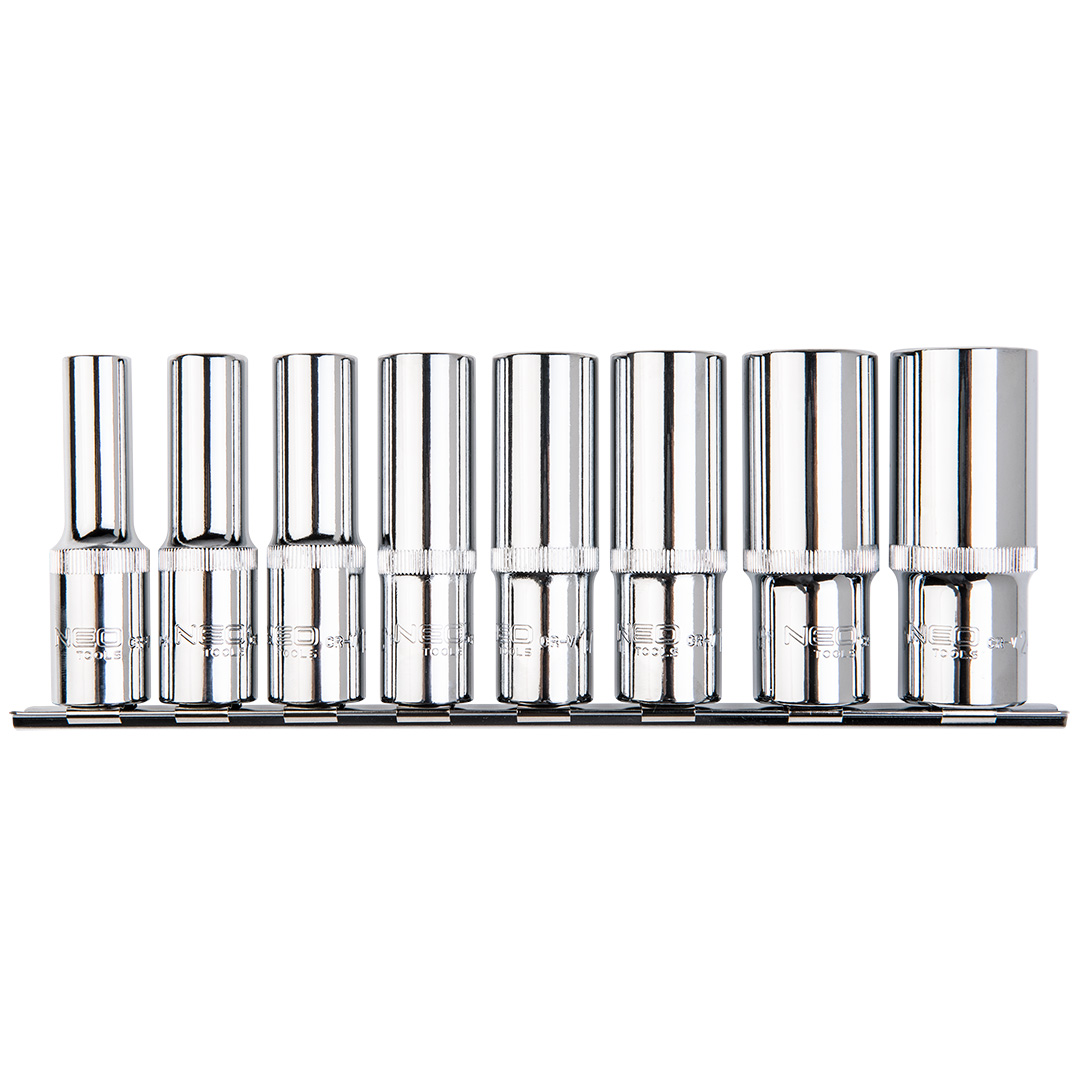Long spline sockets 1/2", set 8 pcs