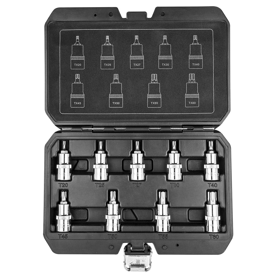 Torx bits on socket 55 mm, set 9 pcs