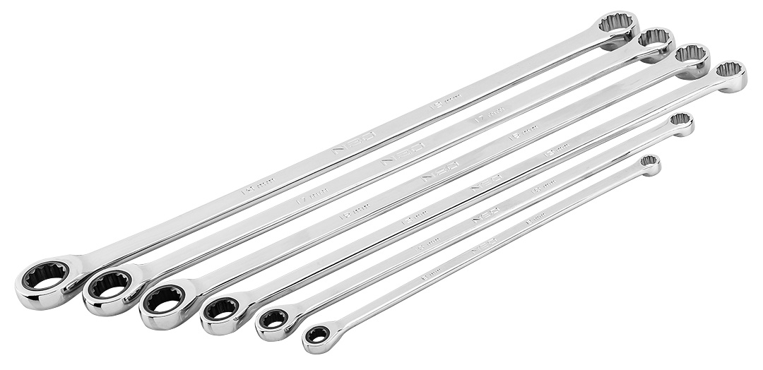 Klucze oczkowe z grzechotką, długie, zestaw 6 szt., 8 - 19 mm, miękkie etui - obrazek 11