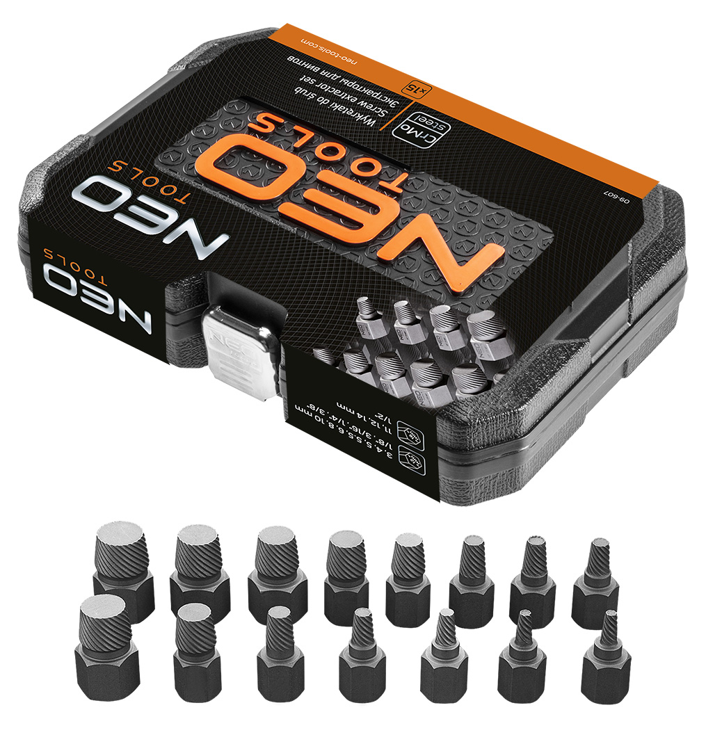 Screw extractors for broken screws, set 15 pcs - obrazek 5