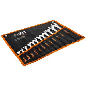 Combination wrenches 6-22 mm, set 12 pcs, sizes: 6, 7, 8, 10, 11, 12, 13, 14, 15, 17, 19, 22 mm