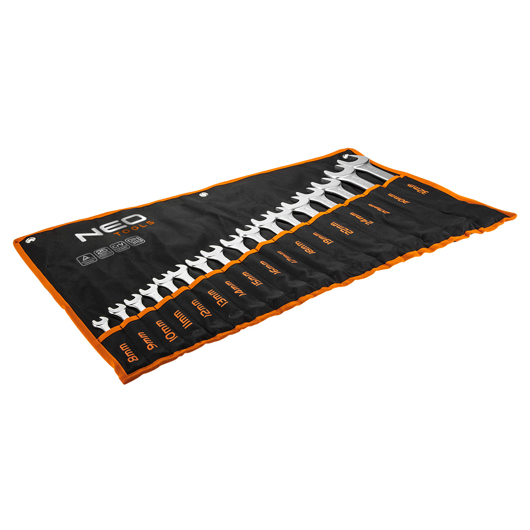 Combination wrenches 8-32 mm, set 17 pcs