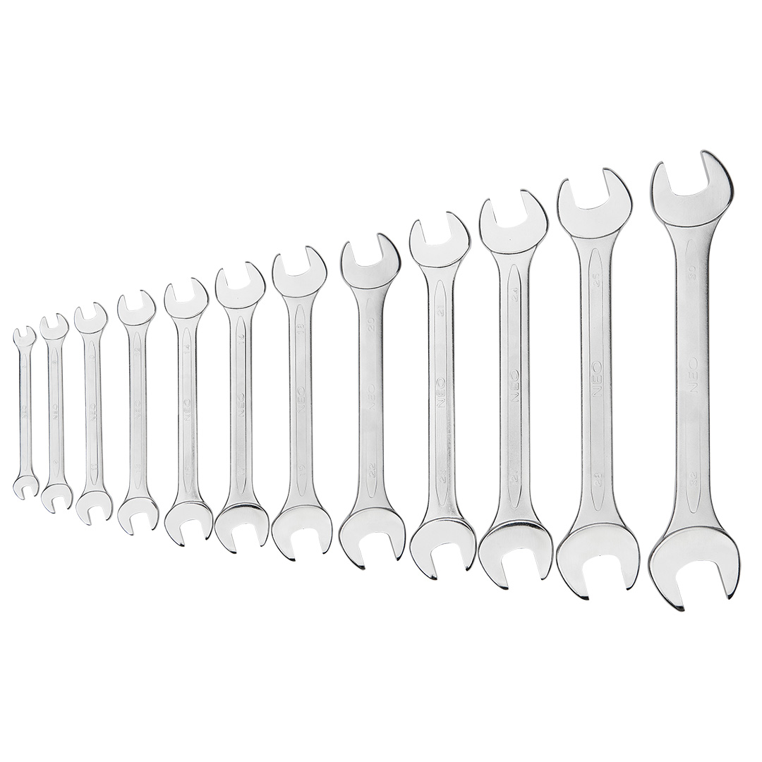Double open wrenches 6-32 mm, set 12 pcs