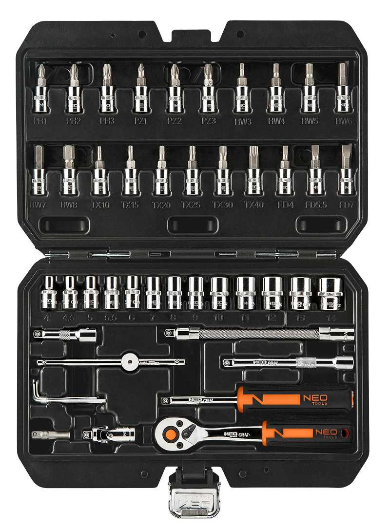 Set of socket spanners 1/4", 46 pieces, CrV - obrazek 2