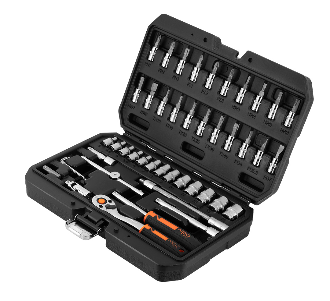 Set of socket spanners 1/4", 46 pieces, CrV - obrazek 3
