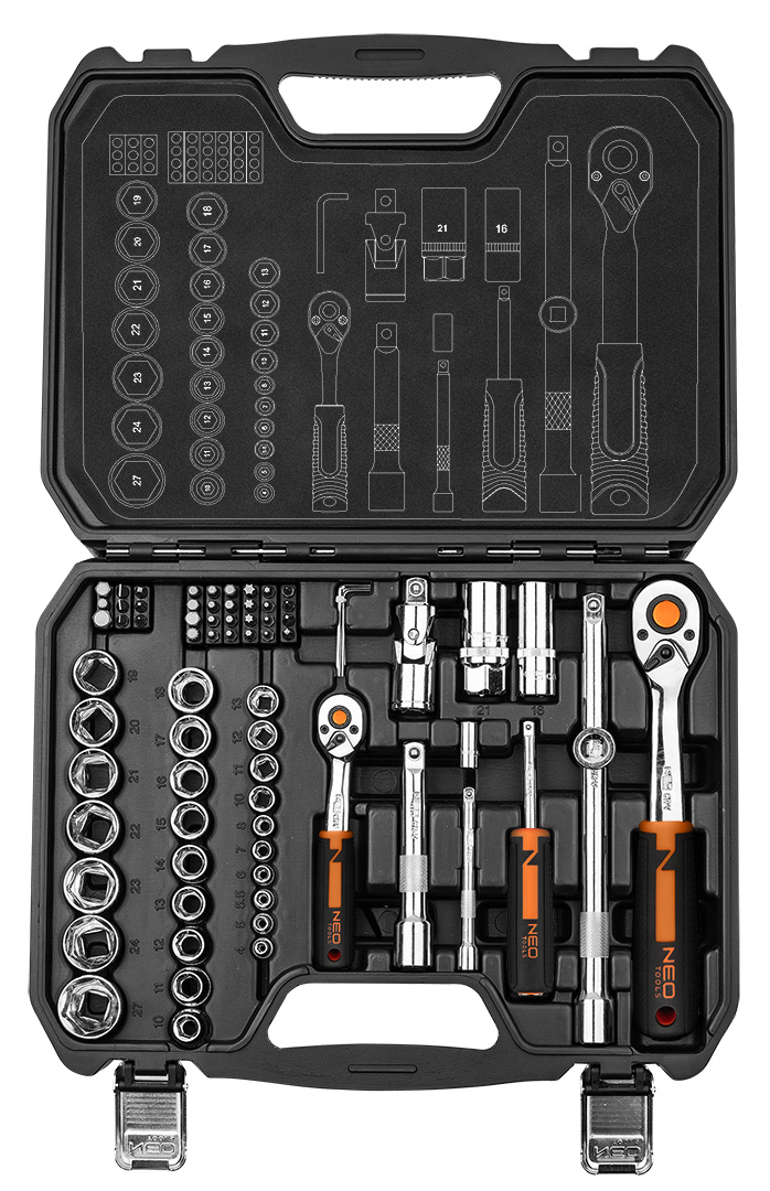 Set of socket spanners 1/2", 1/4", 73 pieces, CrV - obrazek 3