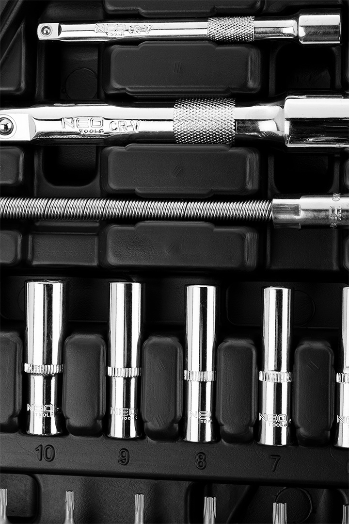 Zestaw kluczy nasadowych 1/2", 1/4", 94 szt., CrV - obrazek 7
