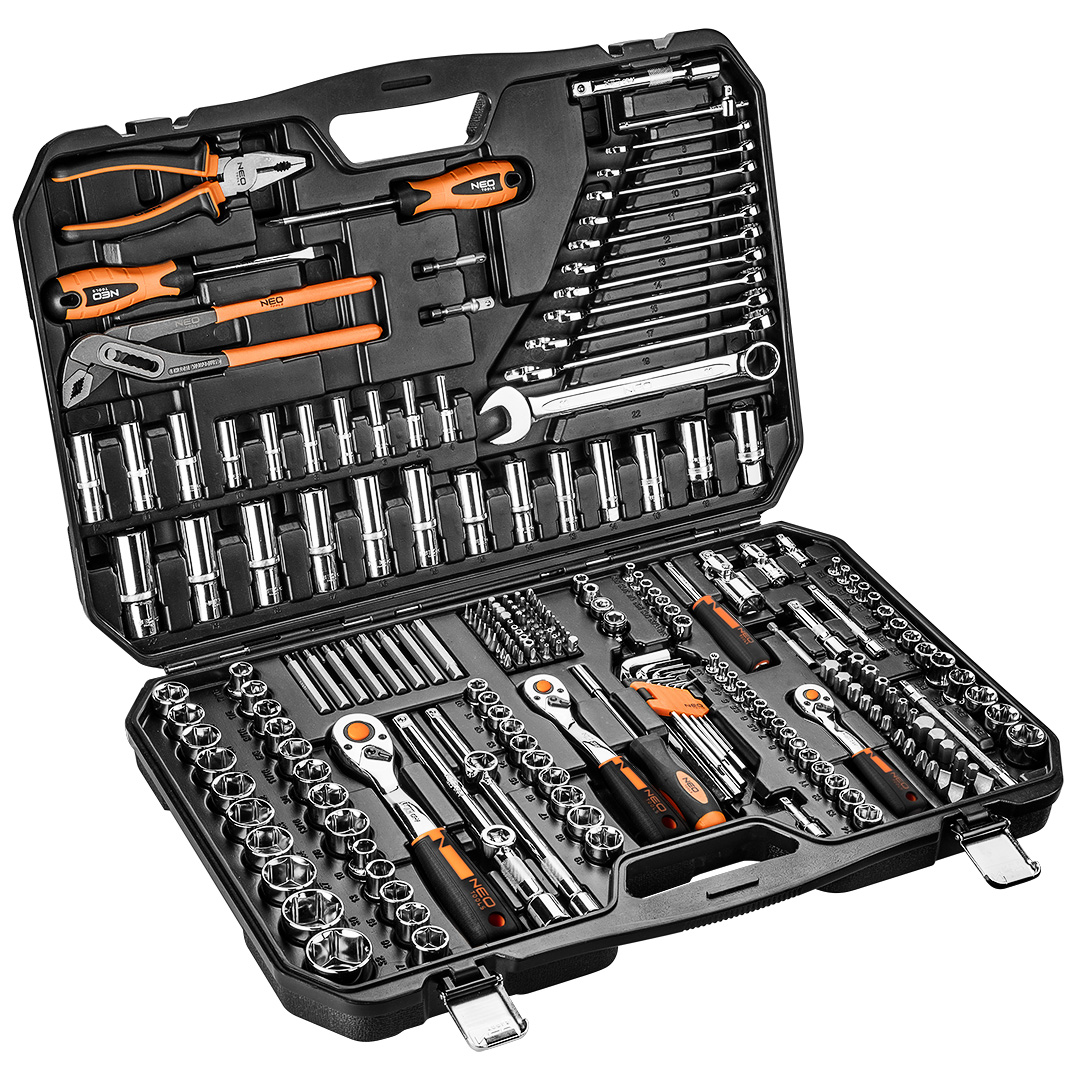 Set of socket spanners 1/2", 3/8", 1/4", 233 pieces, CrV