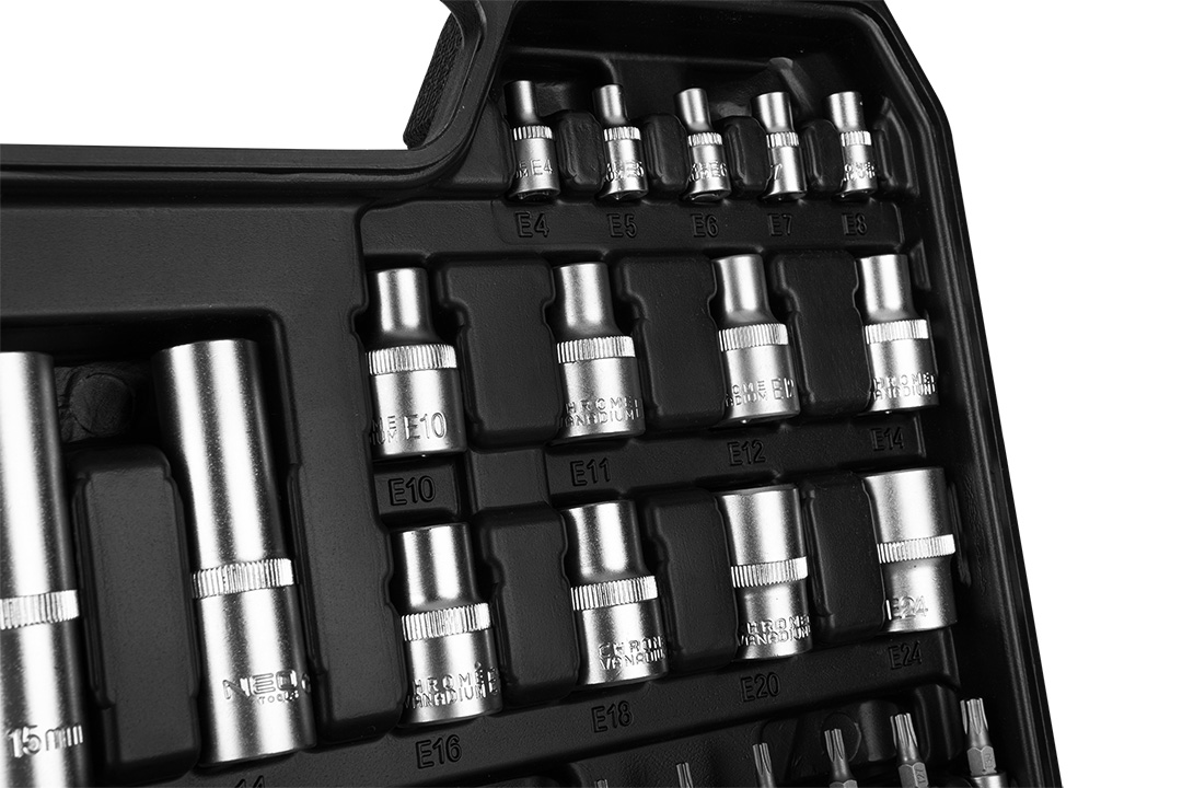 Zestaw kluczy nasadowych 1/2", 1/4", 110 szt., satynowy - obrazek 12