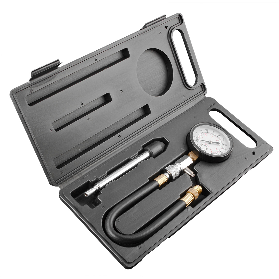 Compression pressure gauge with adapters