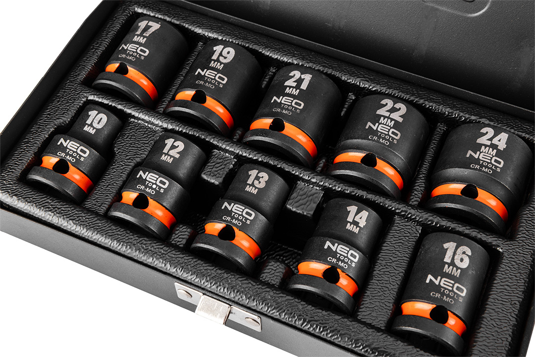 Impact socket 1/2" set 10 pcs ( 10,12,13,14,16,17,19,21,22,24) - obrazek 2