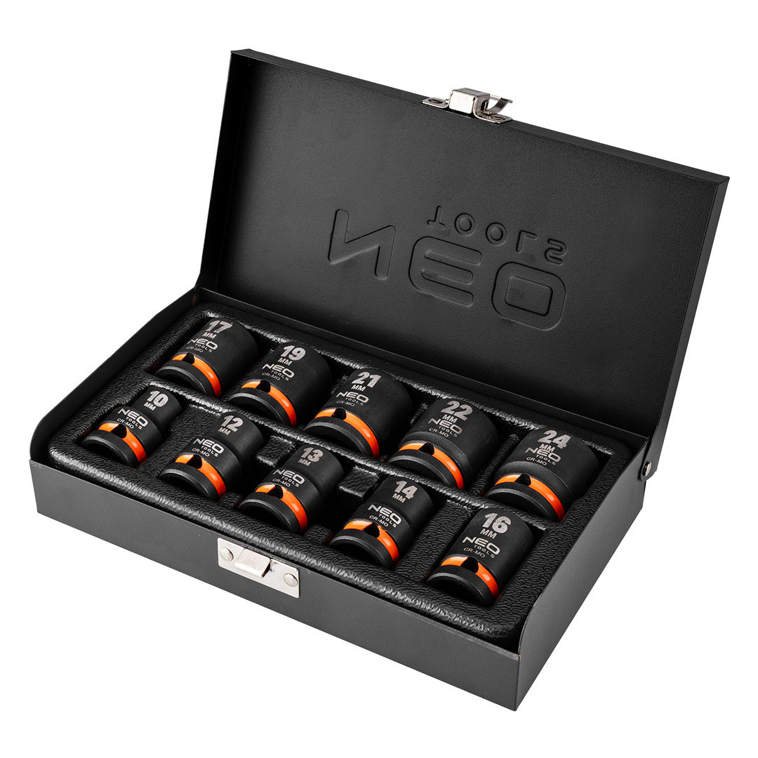 Impact socket 1/2" set 10 pcs ( 10,12,13,14,16,17,19,21,22,24)