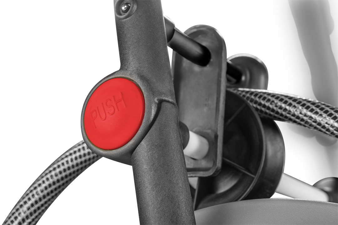 Wózek na wąż ogrodowy, metalowy, do 60 m węża 1/2", z prowadnicą węża - obrazek 4