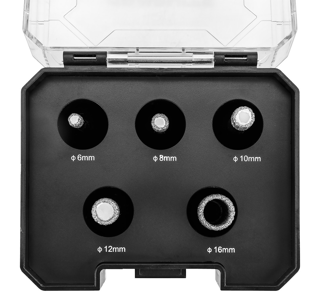 Otwornice diamentowe (6, 8, 10, 12, 16 mm), zestaw 5 el. - obrazek 2