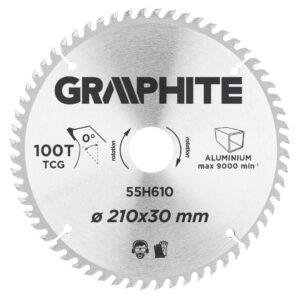 Circular saw blade, solid carbide, 210 x 30 mm, 100 teeth, for aluminium