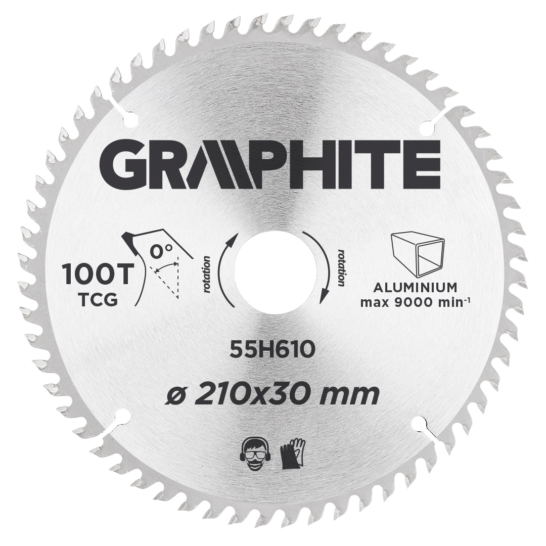 Circular saw blade, solid carbide, 210 x 30 mm, 100 teeth, for aluminium