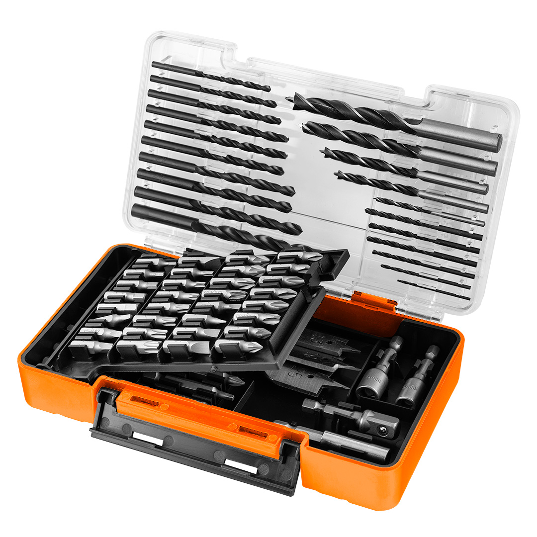 Zestaw wierteł i bitów, nasadki, 66 el.