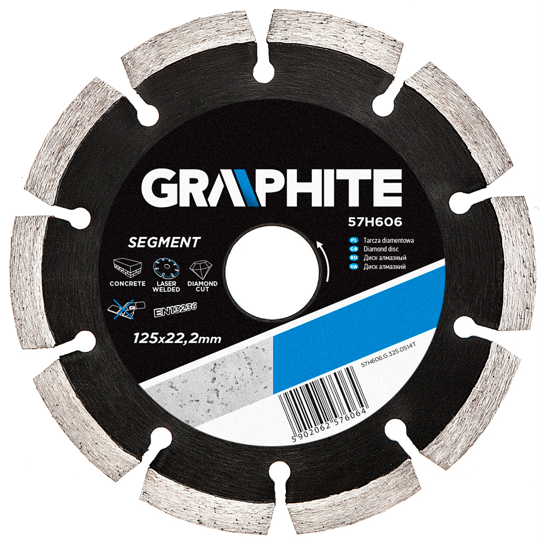 Diamond disc 125 x 22.2 mm, segmented, laser-welded