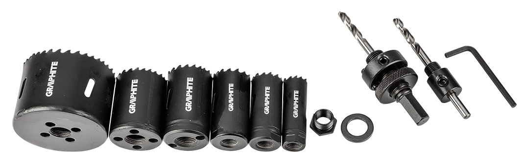 Otwornice bi-metalowe Co8% (19, 25, 30, 35, 40, 68 mm), zestaw 9 el. - obrazek 2