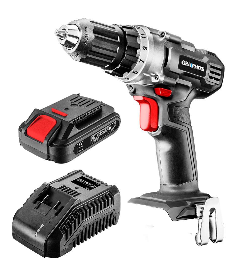 Wiertarko-wkrętarka akumulatorowa Energy+ 18V, Li-Ion, uchwyt 10 mm, aku 2Ah, ład, karton - obrazek 2