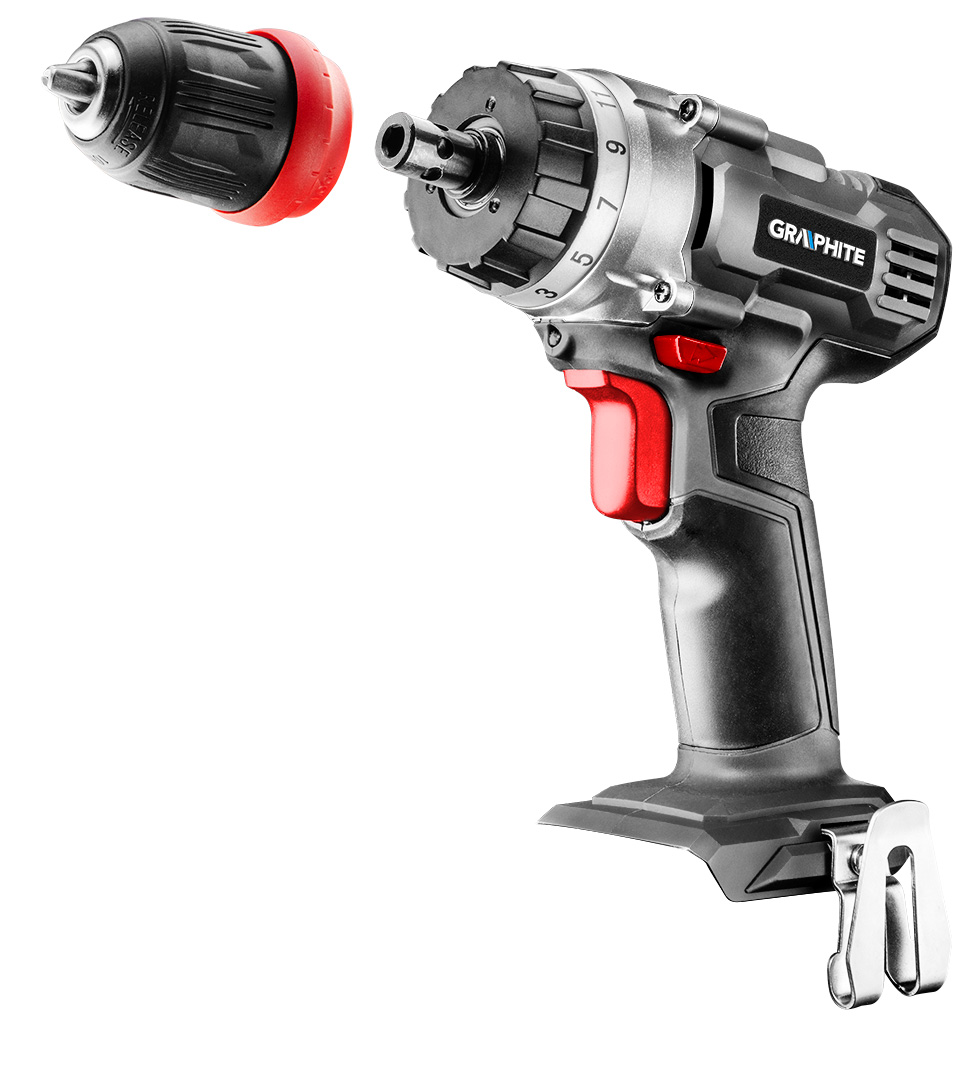 Wiertarko-wkrętarka akumulatorowa Energy+ 18V, Li-Ion, zdejmowany uchwyt 10 mm, bez akumulatora - obrazek 2