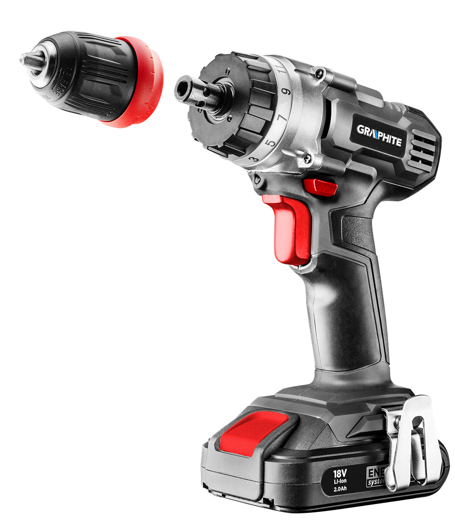 Wiertarko-wkrętarka akumulatorowa Energy+ 18V, Li-Ion, zdejmowany uchwyt 10 mm, bez akumulatora - obrazek 3