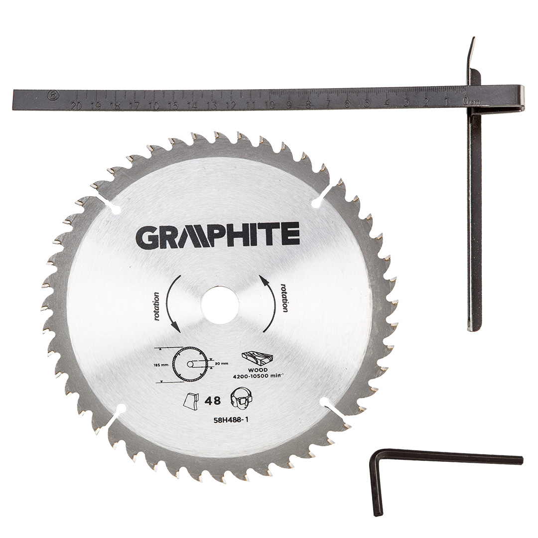 Circular saw 1200W, blade 185mm, speed 5000 r.p.m., max cuting depth 65mm in BMC - obrazek 2