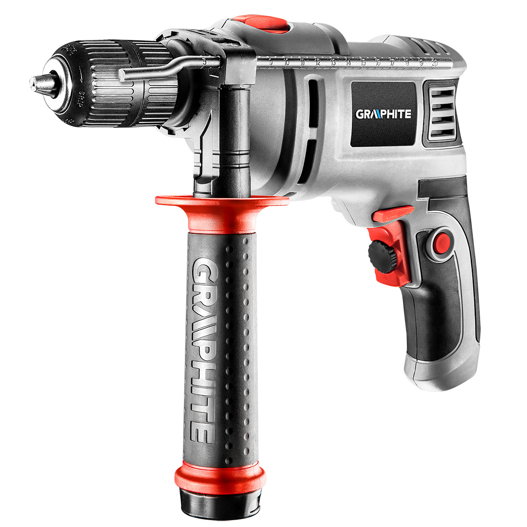 Impact drill 550W, keyless chuck 13 mm, speed 0-3000 rpm, case, 10 drill bits