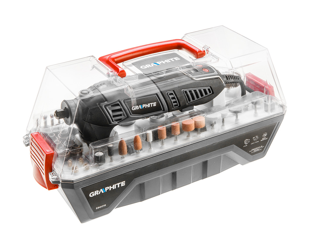 Minigrinder 170W, speed 8000-35000 rpm, speed display, plastic box with flexible shaft and accessories 190 pcs - obrazek 6