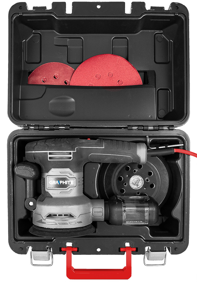 Szlifierka mimośrodowa 450W, tarcza 125/150 mm, walizka - obrazek 12