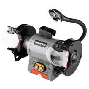 Bench grinder 370W, 230V, blade 150mm, speed 3450 r.p.m. with light, tray and blade dress